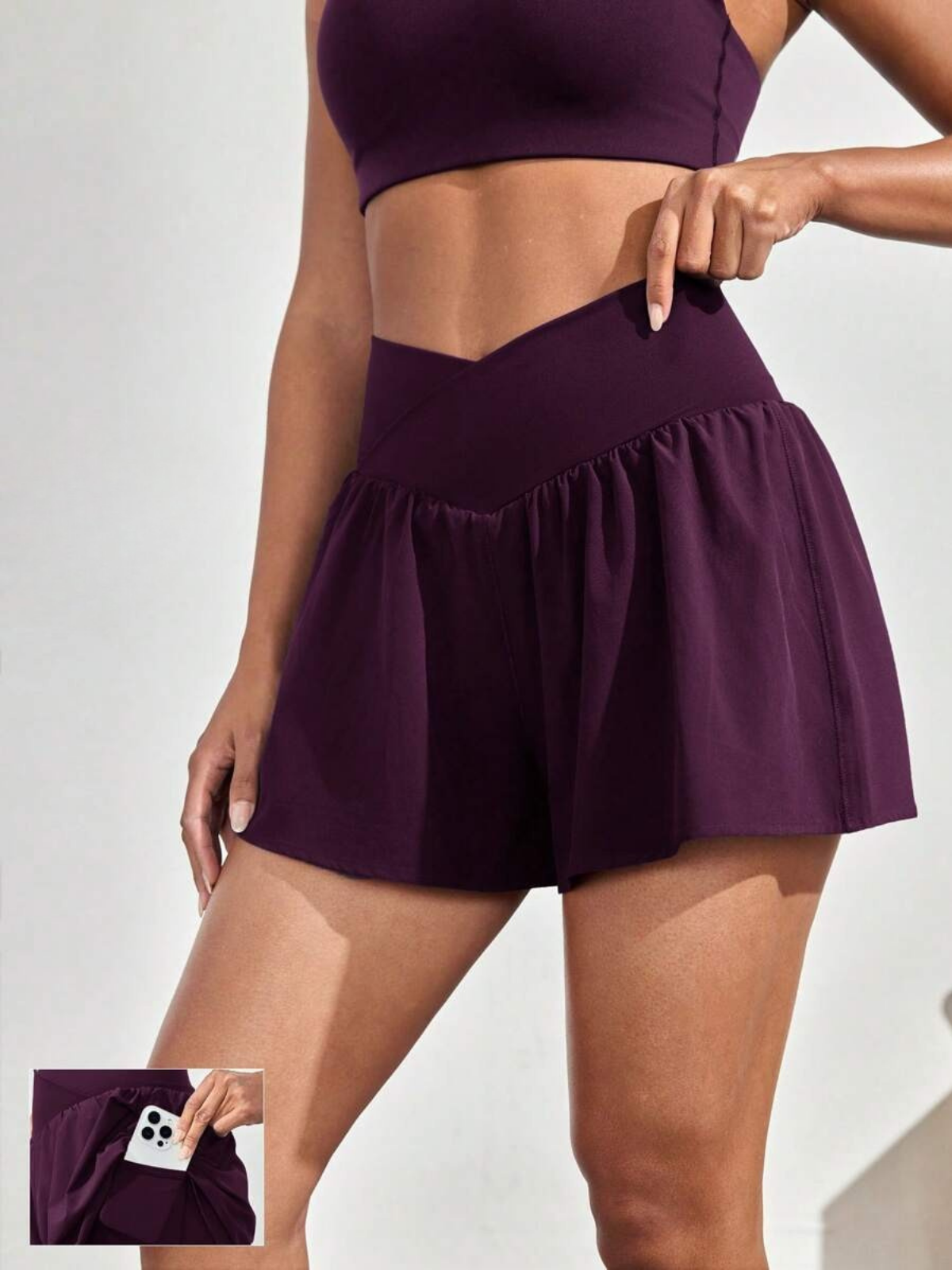 Pantaloncini da corsa antisudore con tasche a vita media e asciugatura rapida