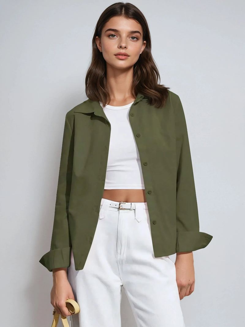 Camicia con risvolto e bottoni, collezione casual vintage classica