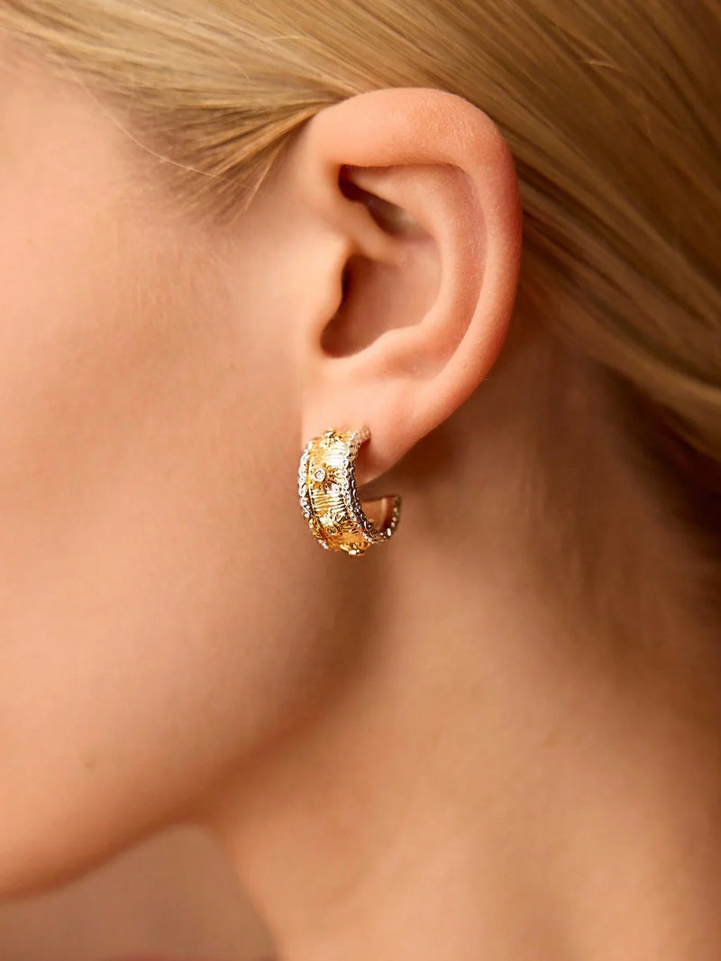 Orecchini con strass multicolori placcati in oro per l'uso quotidiano