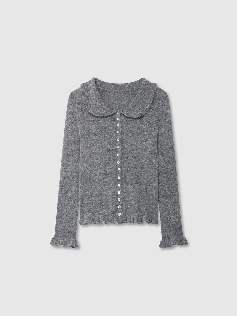 Layered Collar Baroque Knit Cardigan