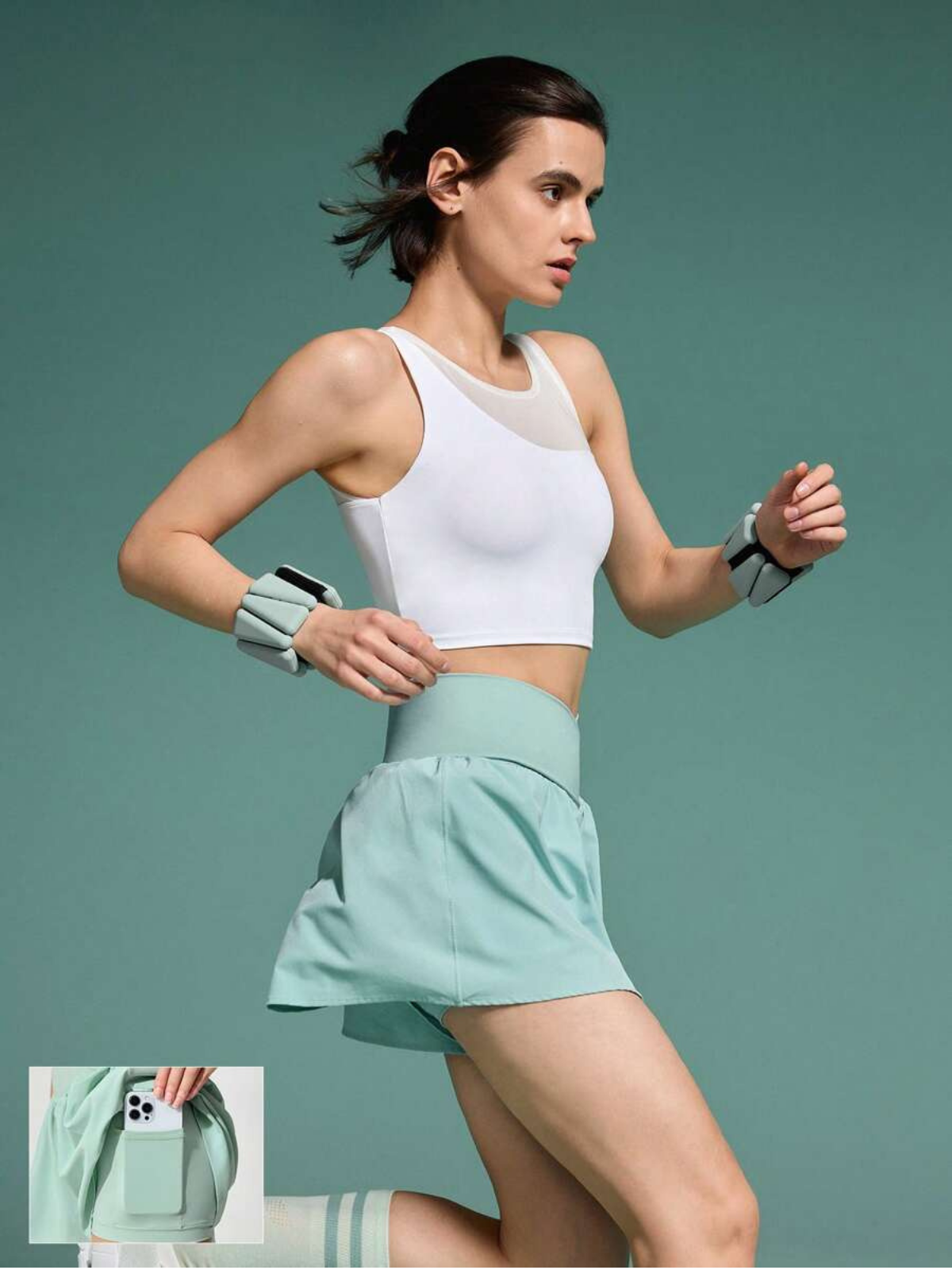 Pantaloncini da corsa antisudore con tasche a vita media e asciugatura rapida