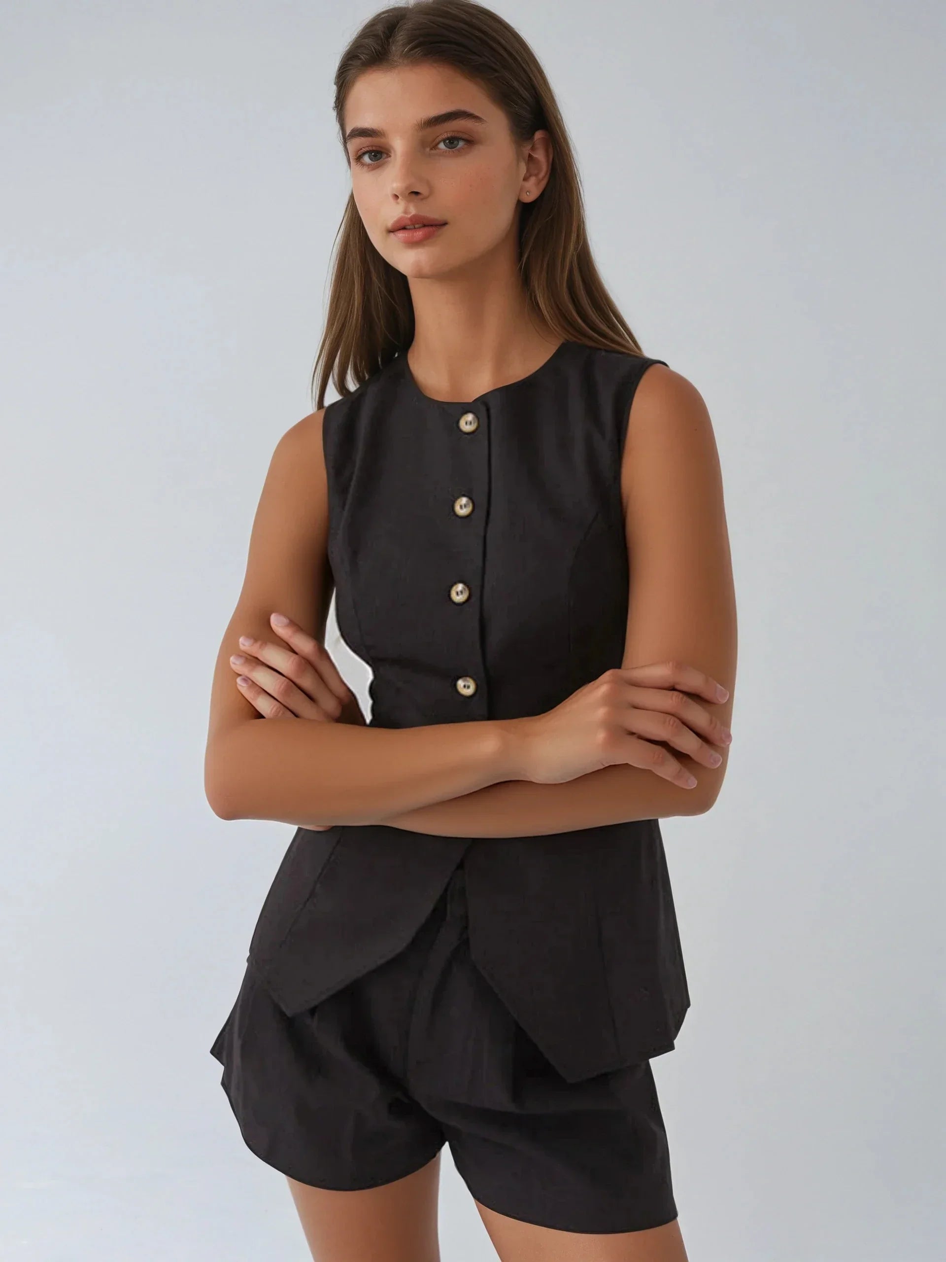 Always In Love Linen Sleeveless Vest - LA FEMME WANDERER