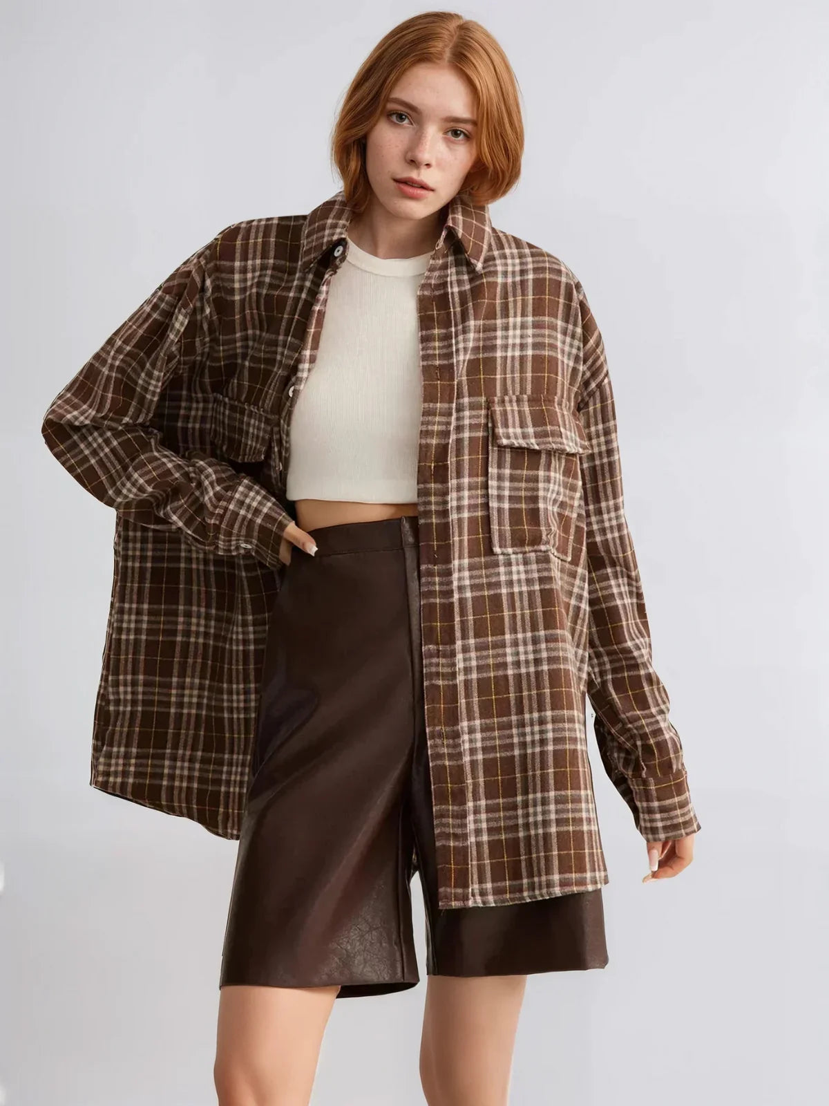 Always Casual Versatile Plaid Polo Shirt - LA FEMME WANDERER