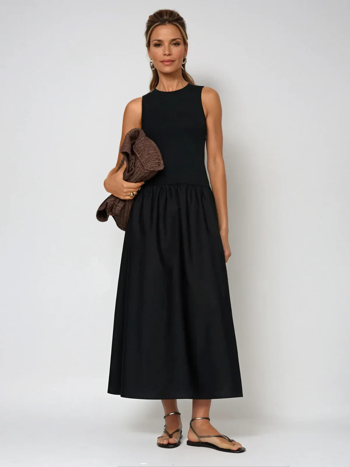 Round Neck Casual Stitching Vest Dress - LA FEMME WANDERER