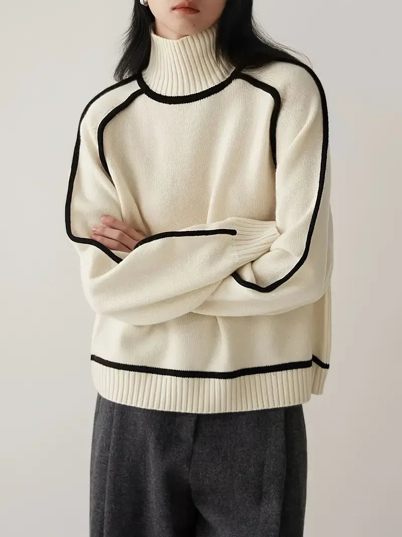 Half Turtleneck Casual Knitted Sweater - LA FEMME WANDERER