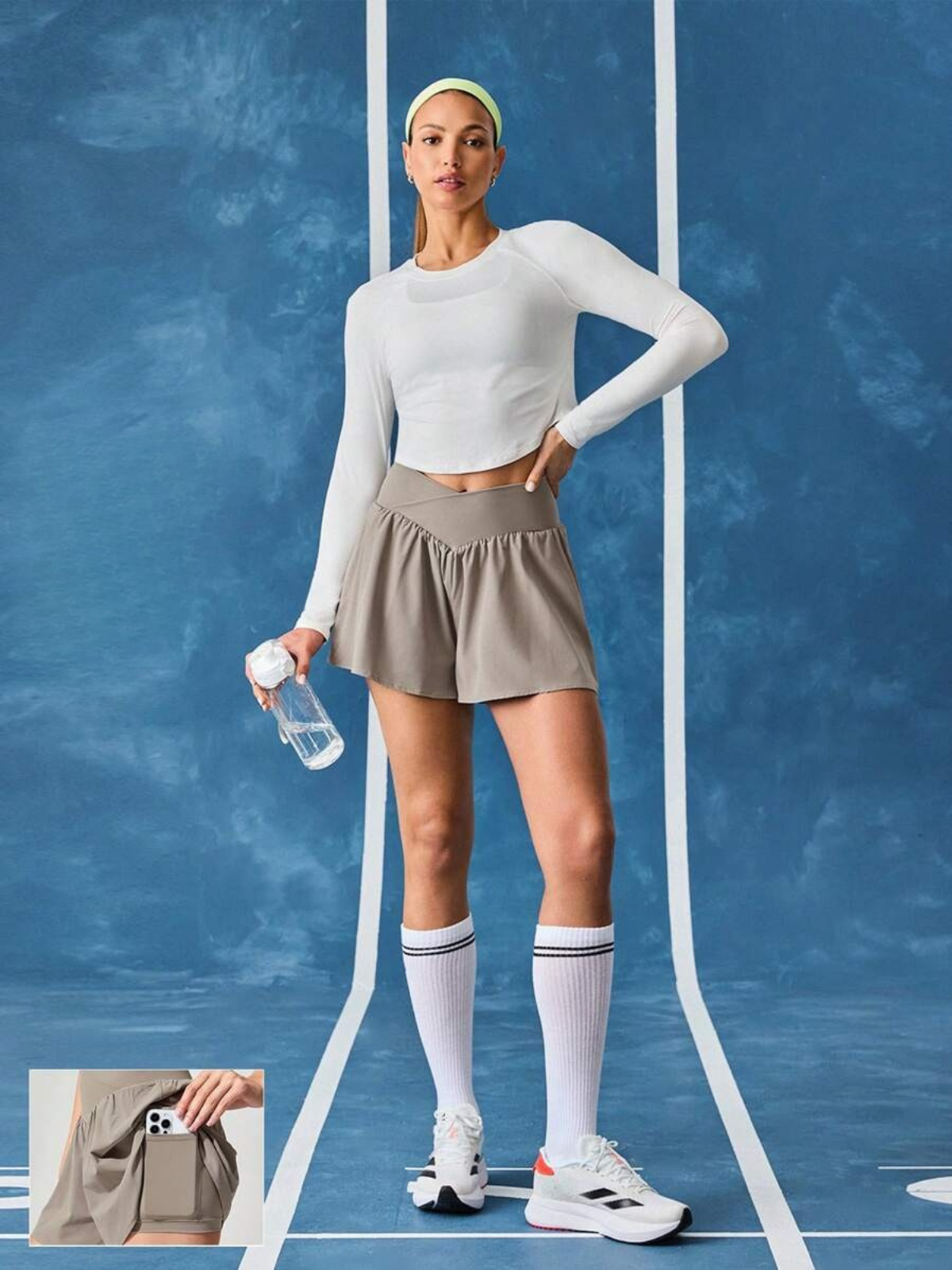 Pantaloncini da corsa antisudore con tasche a vita media e asciugatura rapida