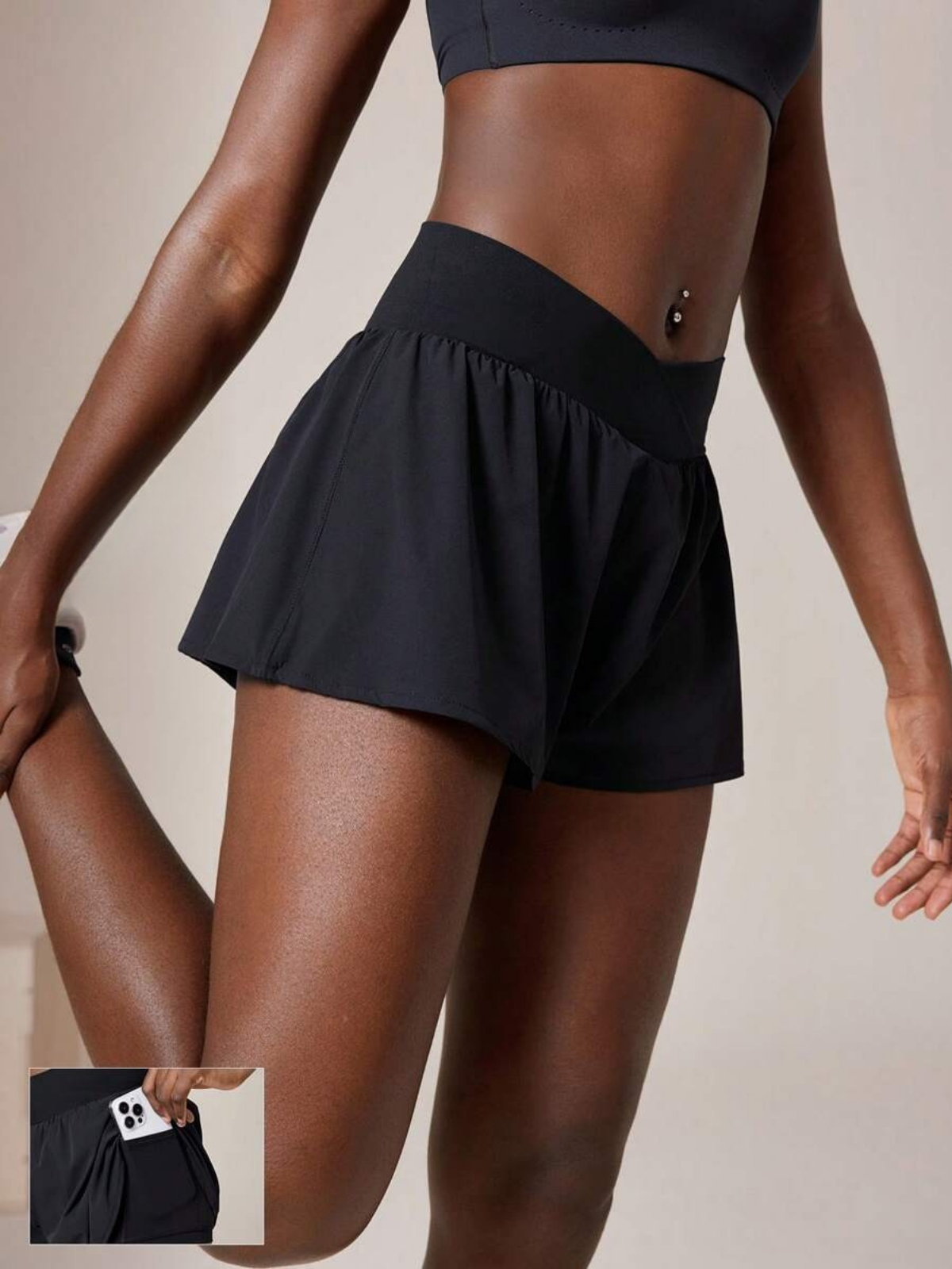 Pantaloncini da corsa antisudore con tasche a vita media e asciugatura rapida