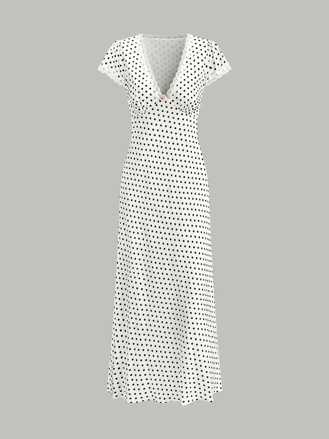 Polka Dot Lace-Trim Dress - LA FEMME WANDERER