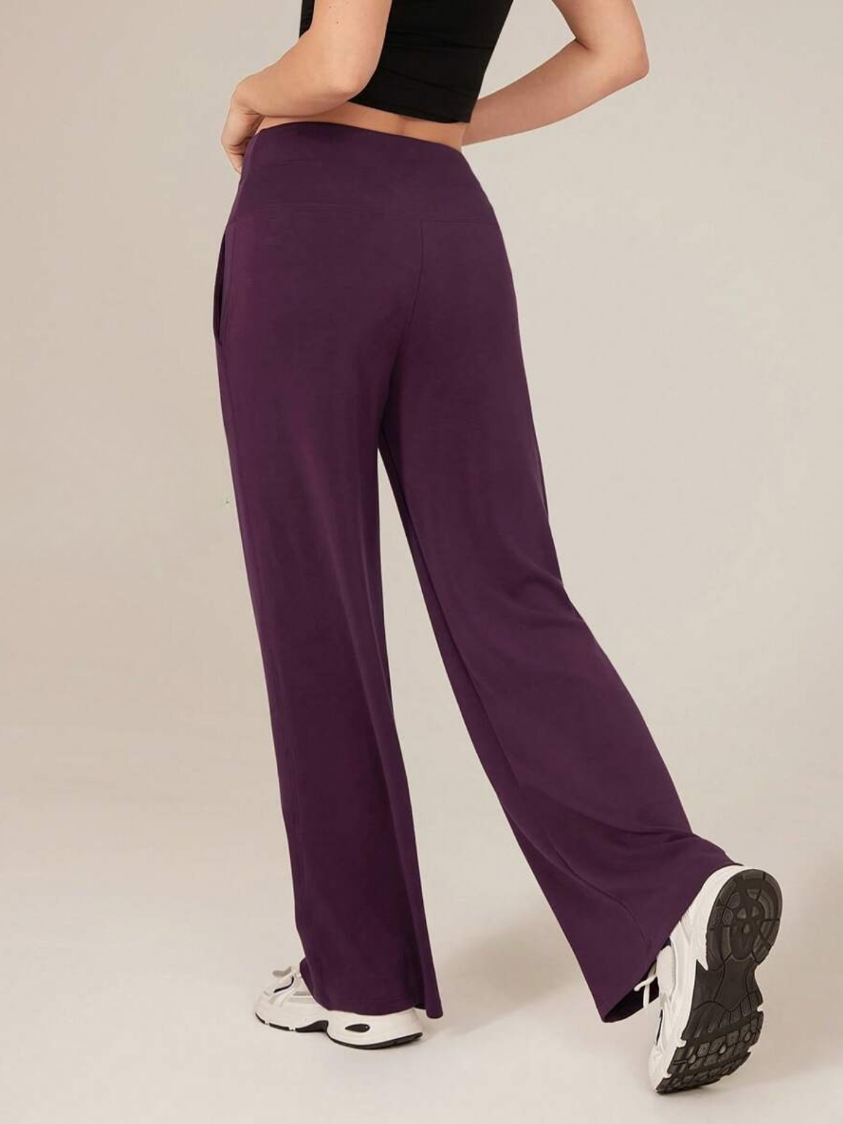 Pantaloni da salotto a gamba larga in seta modal a vita alta con tasche per il comfort e lo stile di tutti i giorni