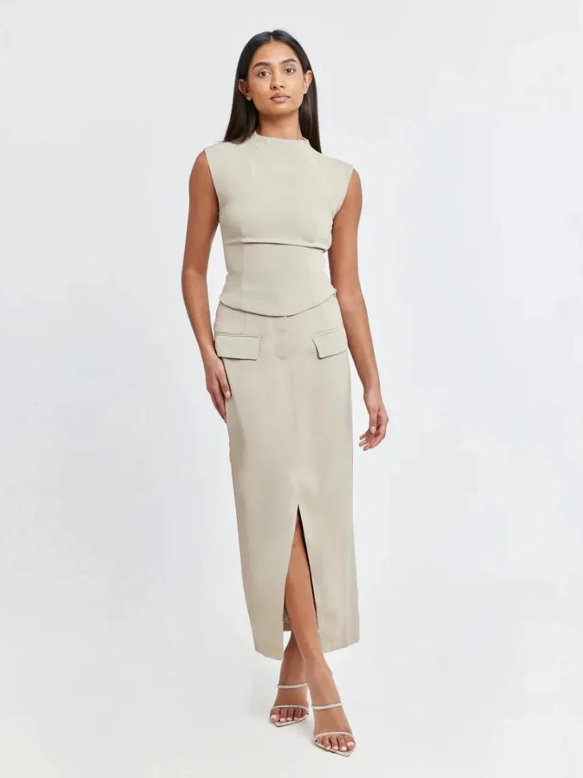 Slim Fit Vest & Skirt Matching Suit - LA FEMME WANDERER