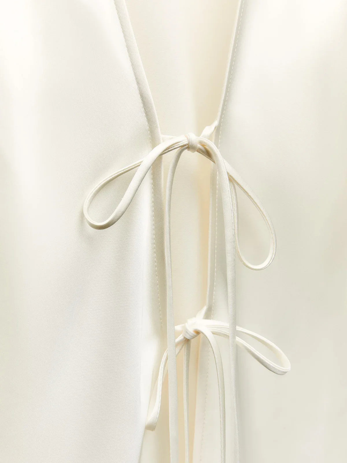 Ivory Charm Front-Tie Shirt - LA FEMME WANDERER