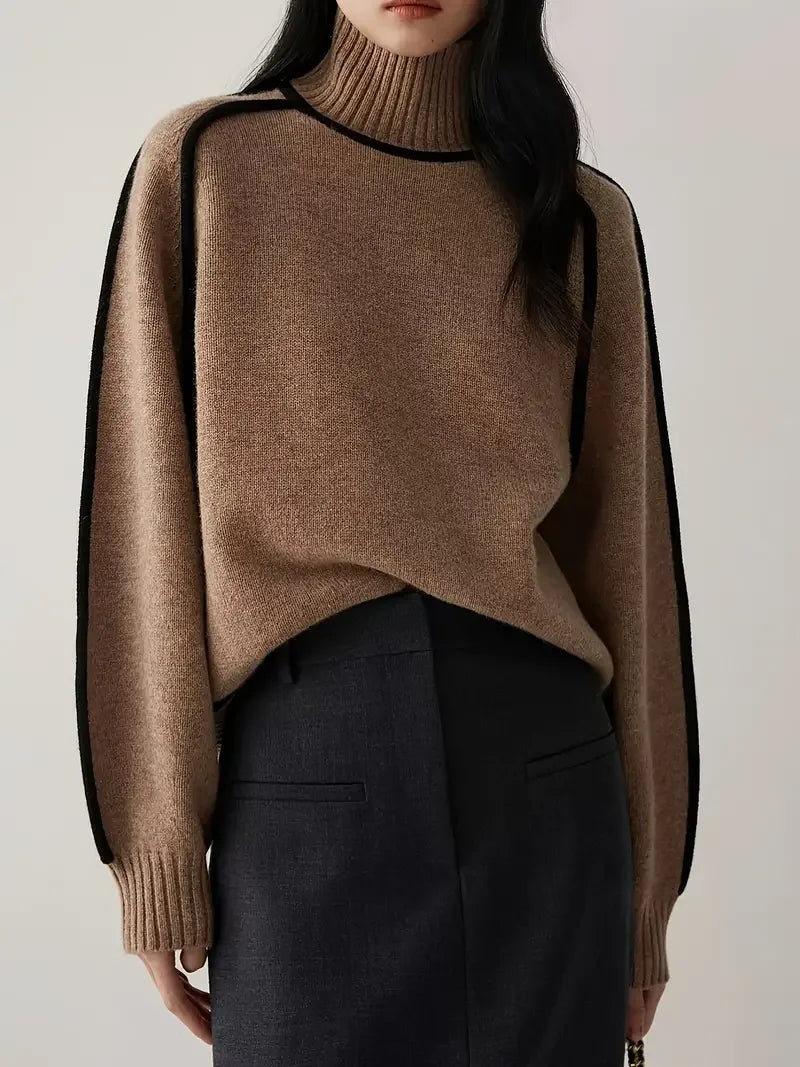 Half Turtleneck Casual Knitted Sweater - LA FEMME WANDERER