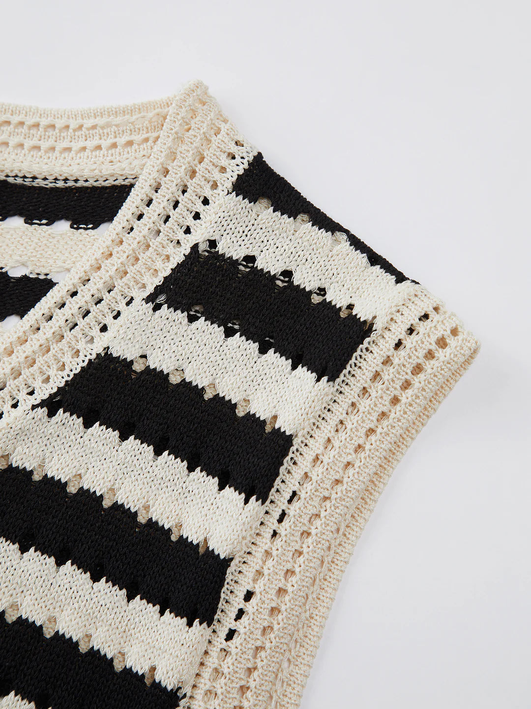 Classy Stripe Crochet Sweater Vest - LA FEMME WANDERER