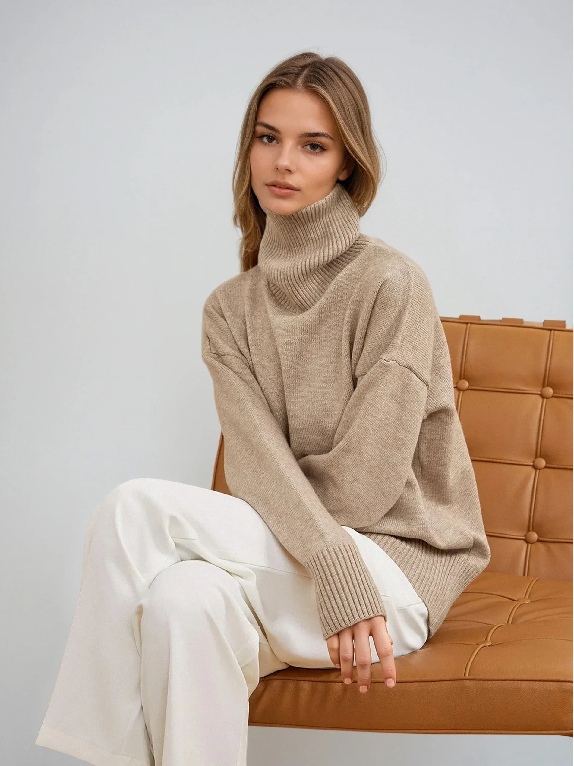 Knitted Turtleneck Sweater - LA FEMME WANDERER