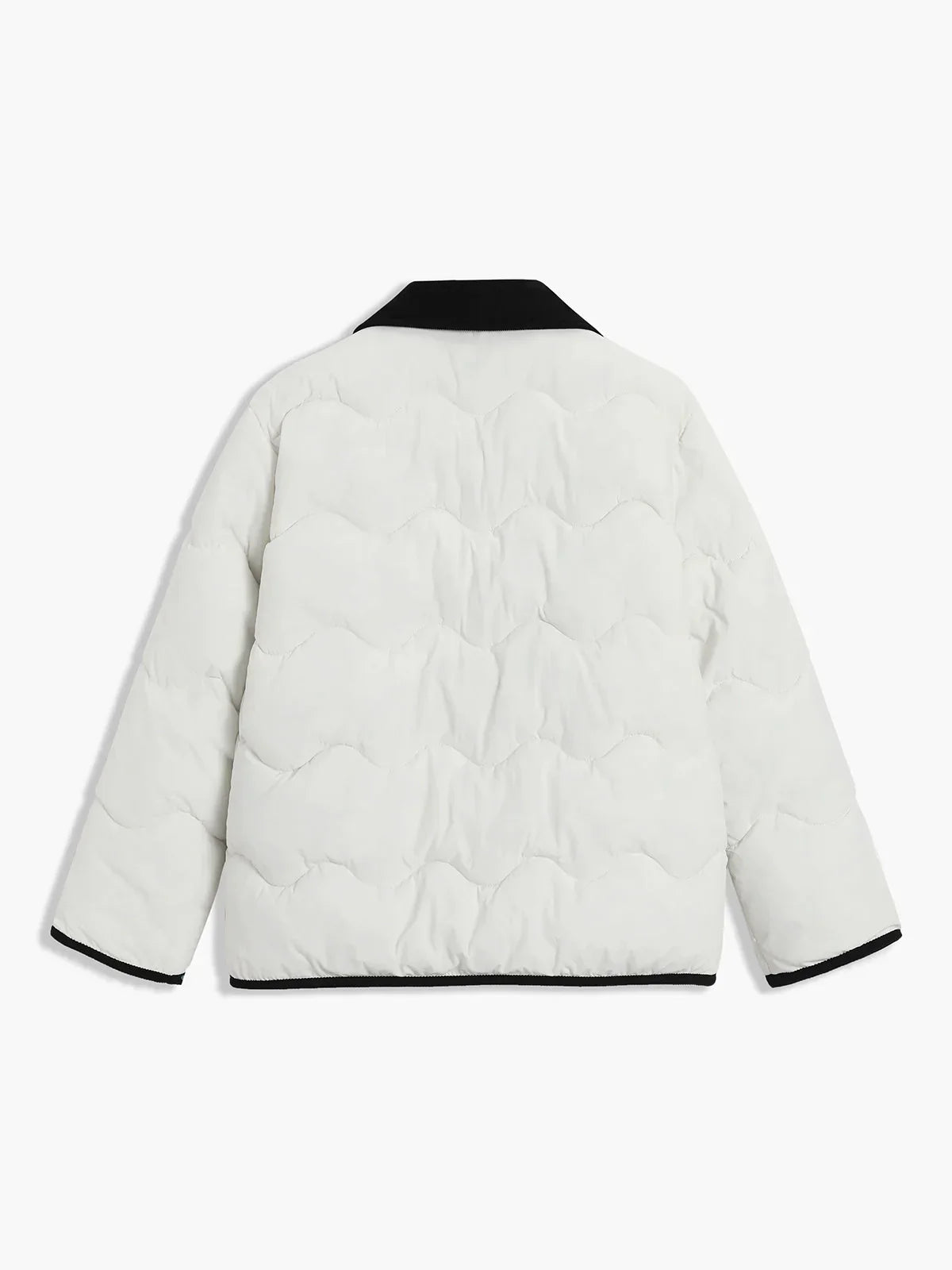 Contrast Trim Quilted Puffer Coat - LA FEMME WANDERER