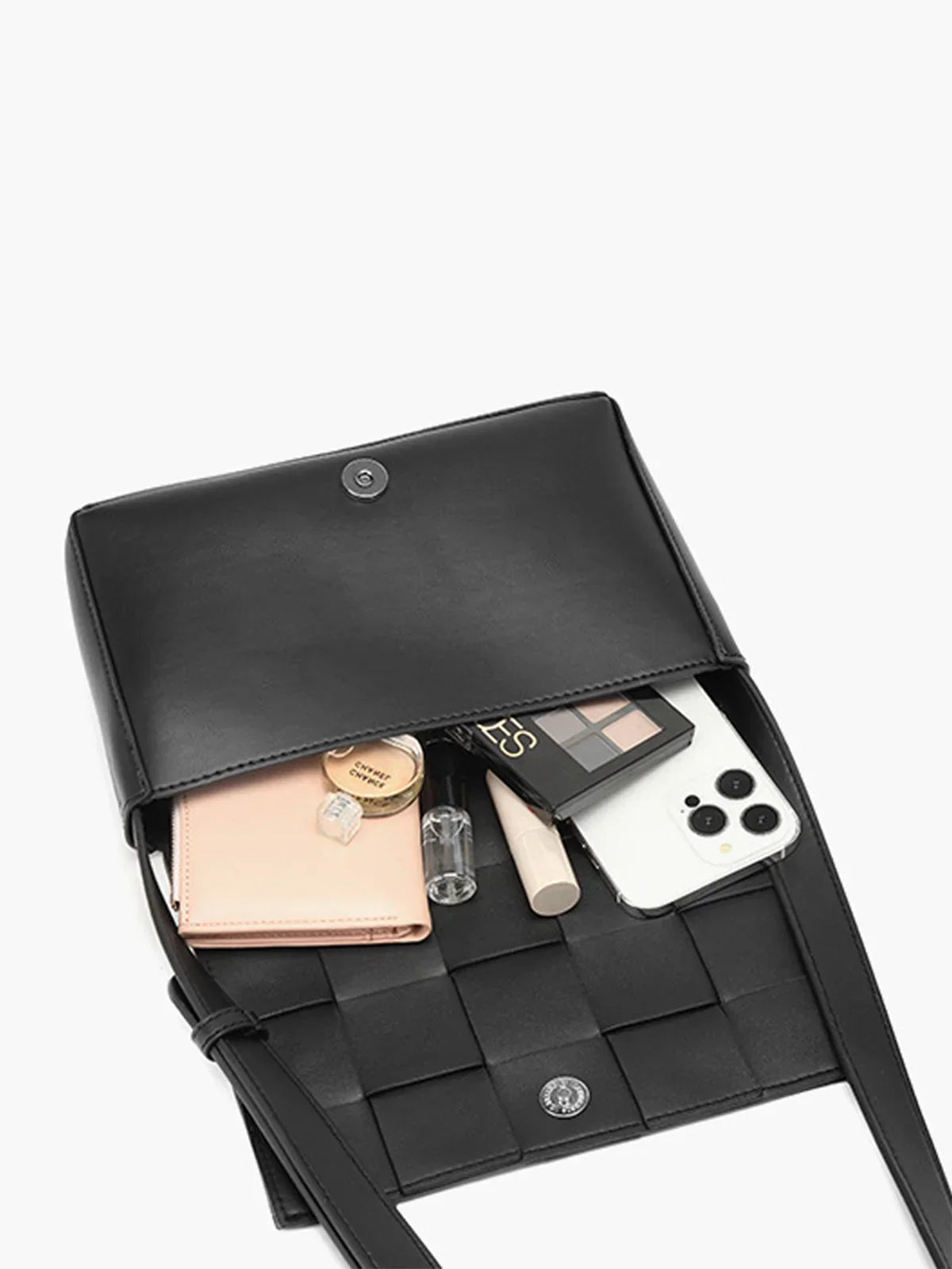 Black Woven Crossbody Bag - LA FEMME WANDERER