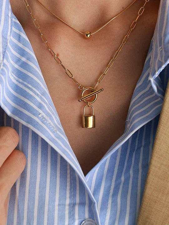 Multi-layered Padlock Necklace - LA FEMME WANDERER