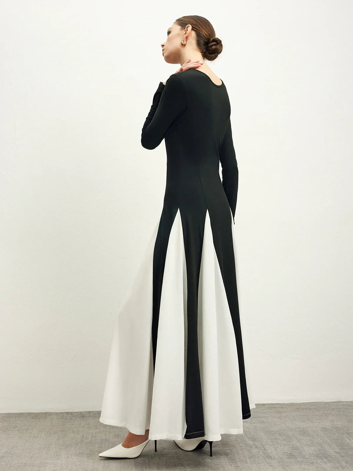 Color Block Chiffon Flowy Dress - LA FEMME WANDERER