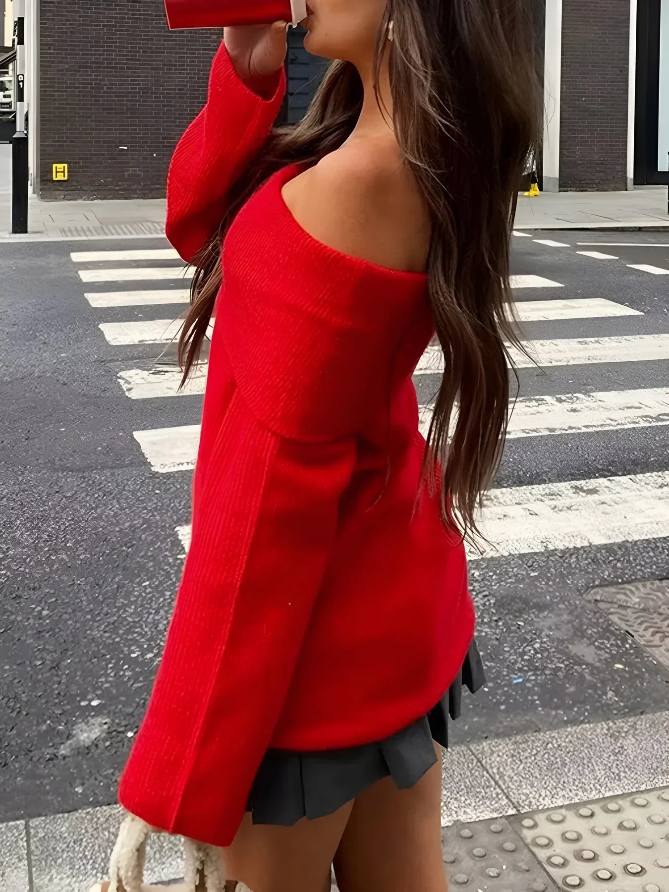 Off-Shoulder Loose Sweater - LA FEMME WANDERER