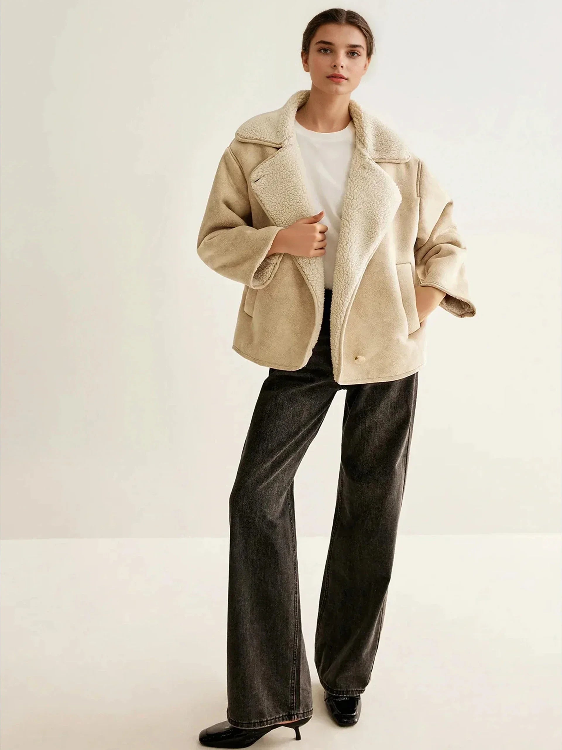 Cashmere-Blend Button Fleece Jacket - LA FEMME WANDERER