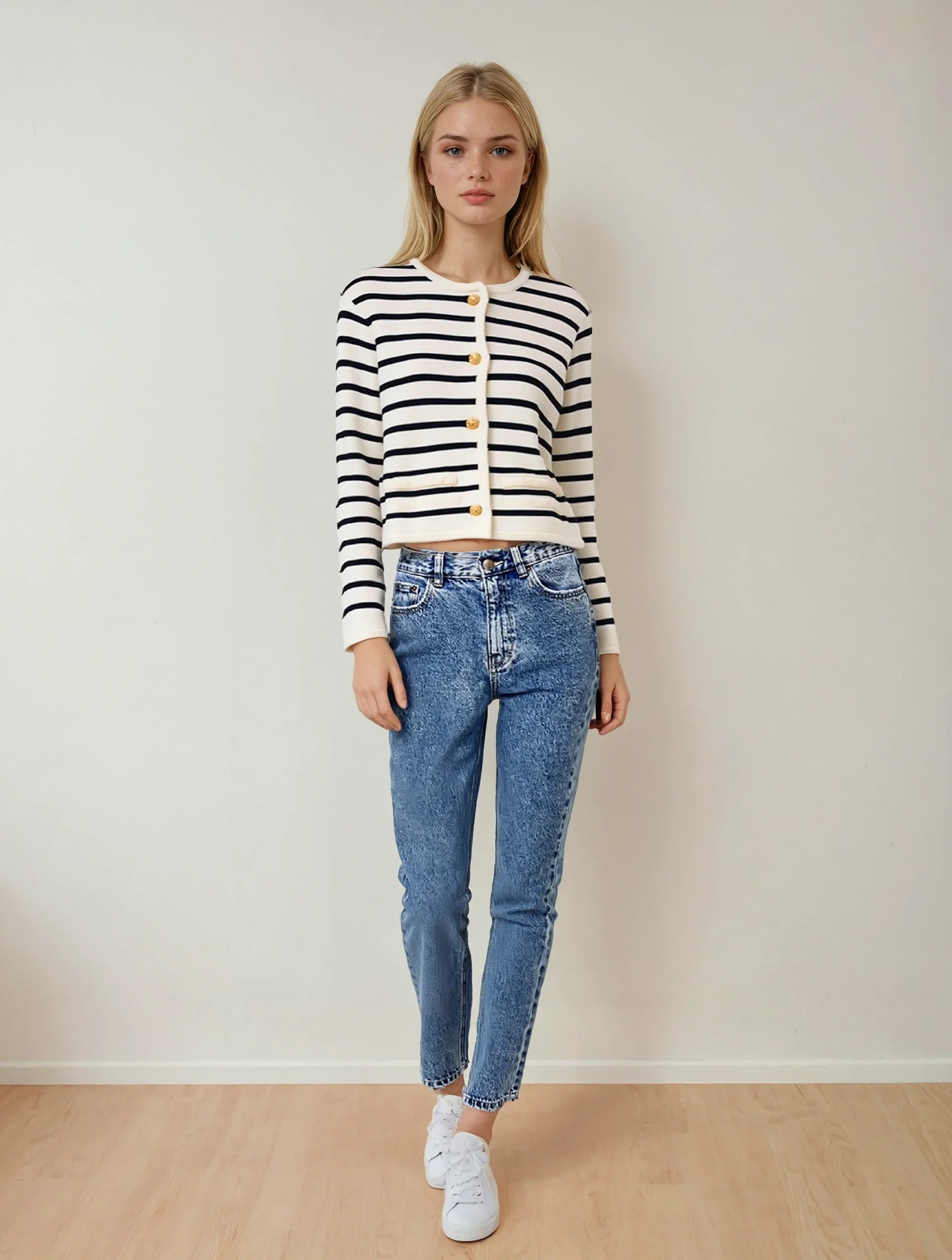 Striped Knitted Cardigan - LA FEMME WANDERER