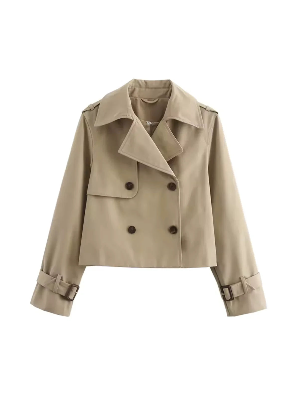 Lapel Double Breasted Versatile Short Trench Coat - LA FEMME WANDERER