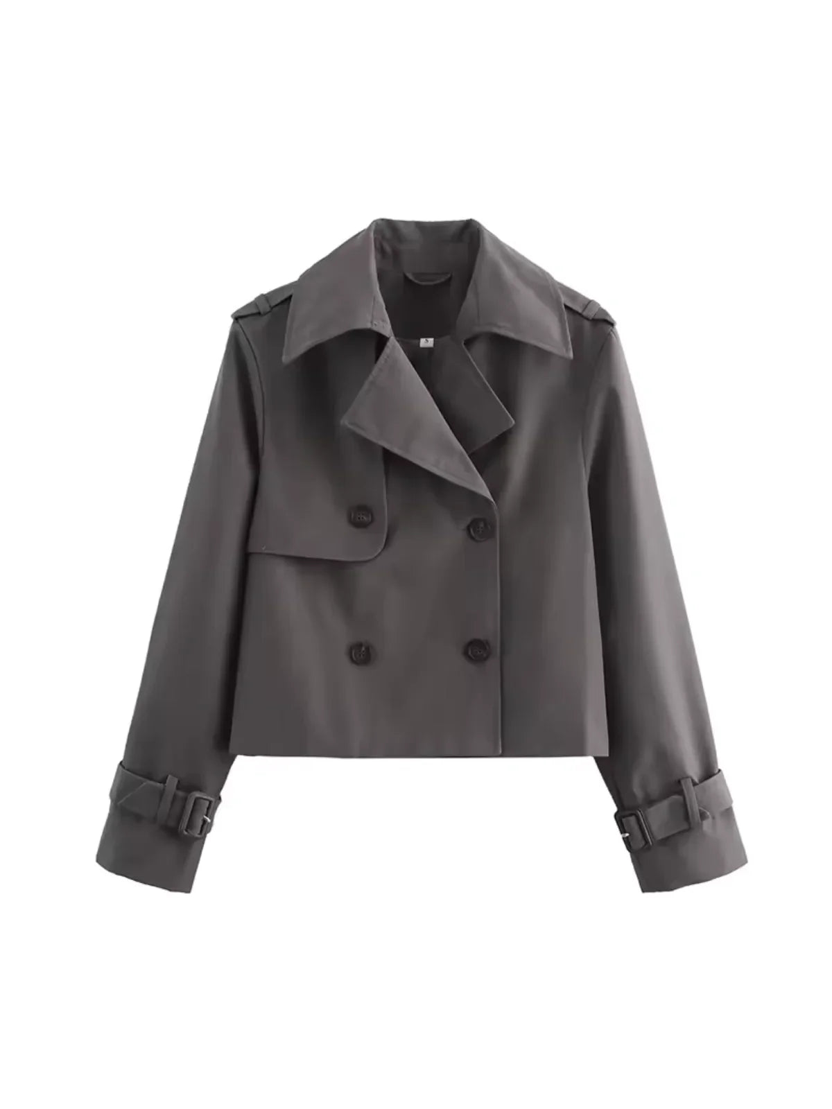 Lapel Double Breasted Versatile Short Trench Coat - LA FEMME WANDERER