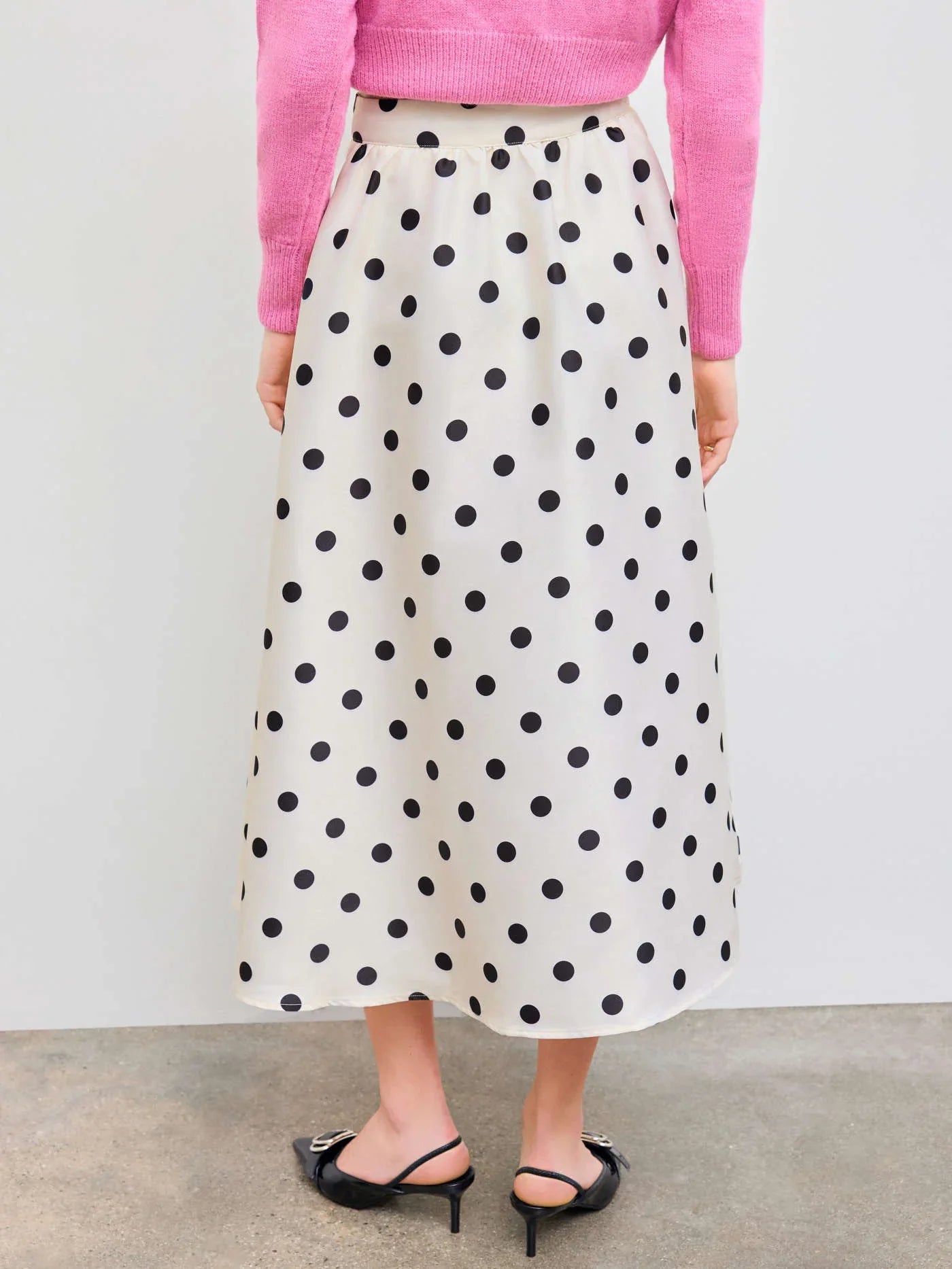 Mid Rise Polka Dot Pocket Ruffle Maxi Skirt - LA FEMME WANDERER