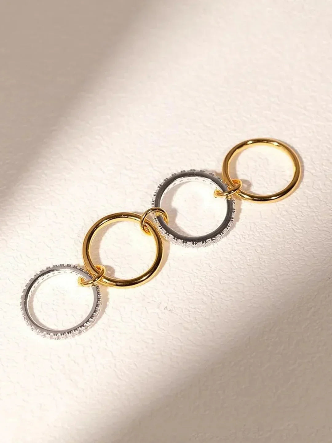 Stacked Cubic Zirconia Ring Gold Plated - LA FEMME WANDERER