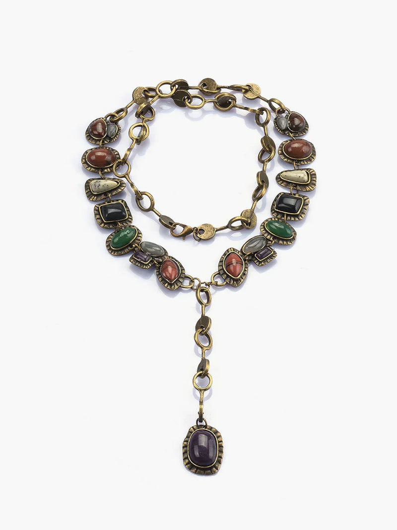 Collana con ciondolo in pietre geometriche Boheme