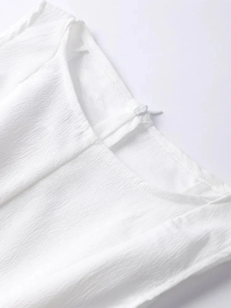 Casual Round Neck Frosted Bliss Pleated Dress - LA FEMME WANDERER