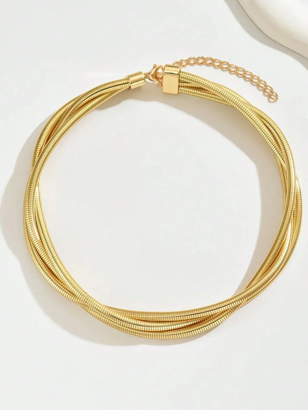 Triple-Layered Gold-Tone Choker Necklace - LA FEMME WANDERER