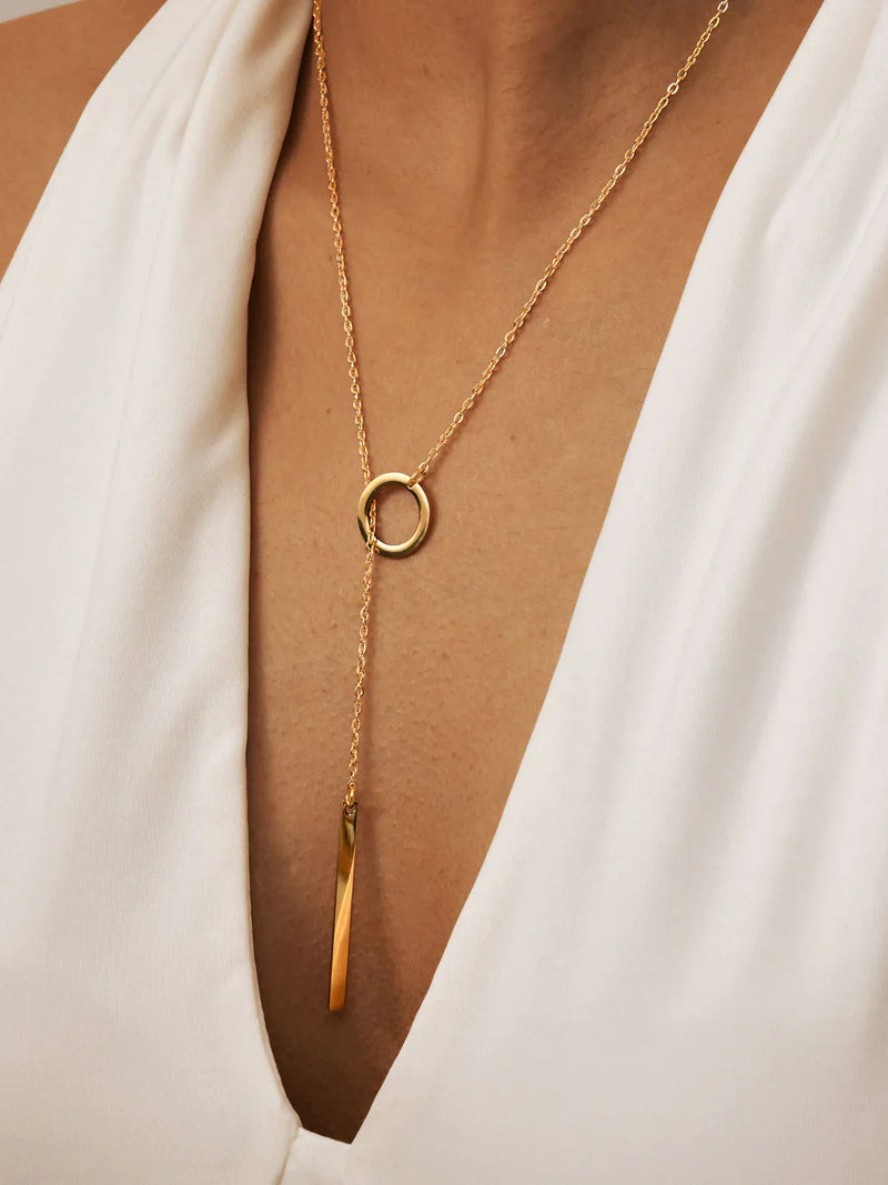 Collana a Y con barra Lariat Golden Chic