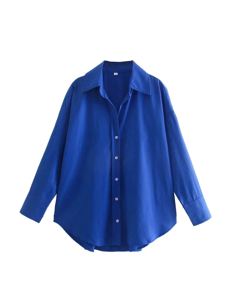 Buttoned Loose Navy Blue Shirt