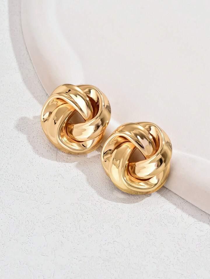 Twisted Gold Knot Stud Earrings - LA FEMME WANDERER