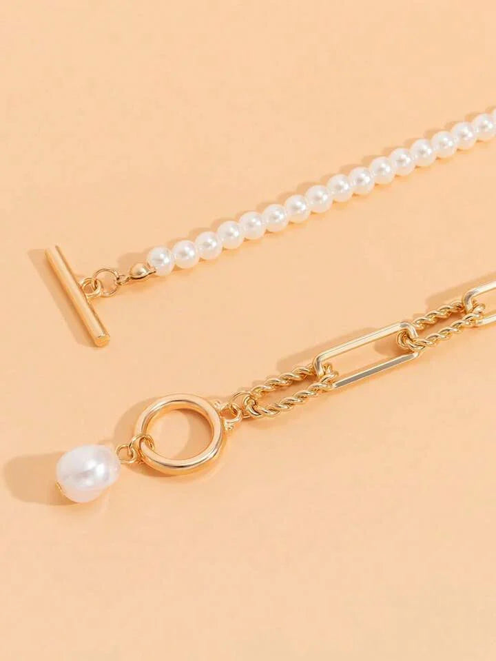 Golden Links & Pearls Statement Set - LA FEMME WANDERER