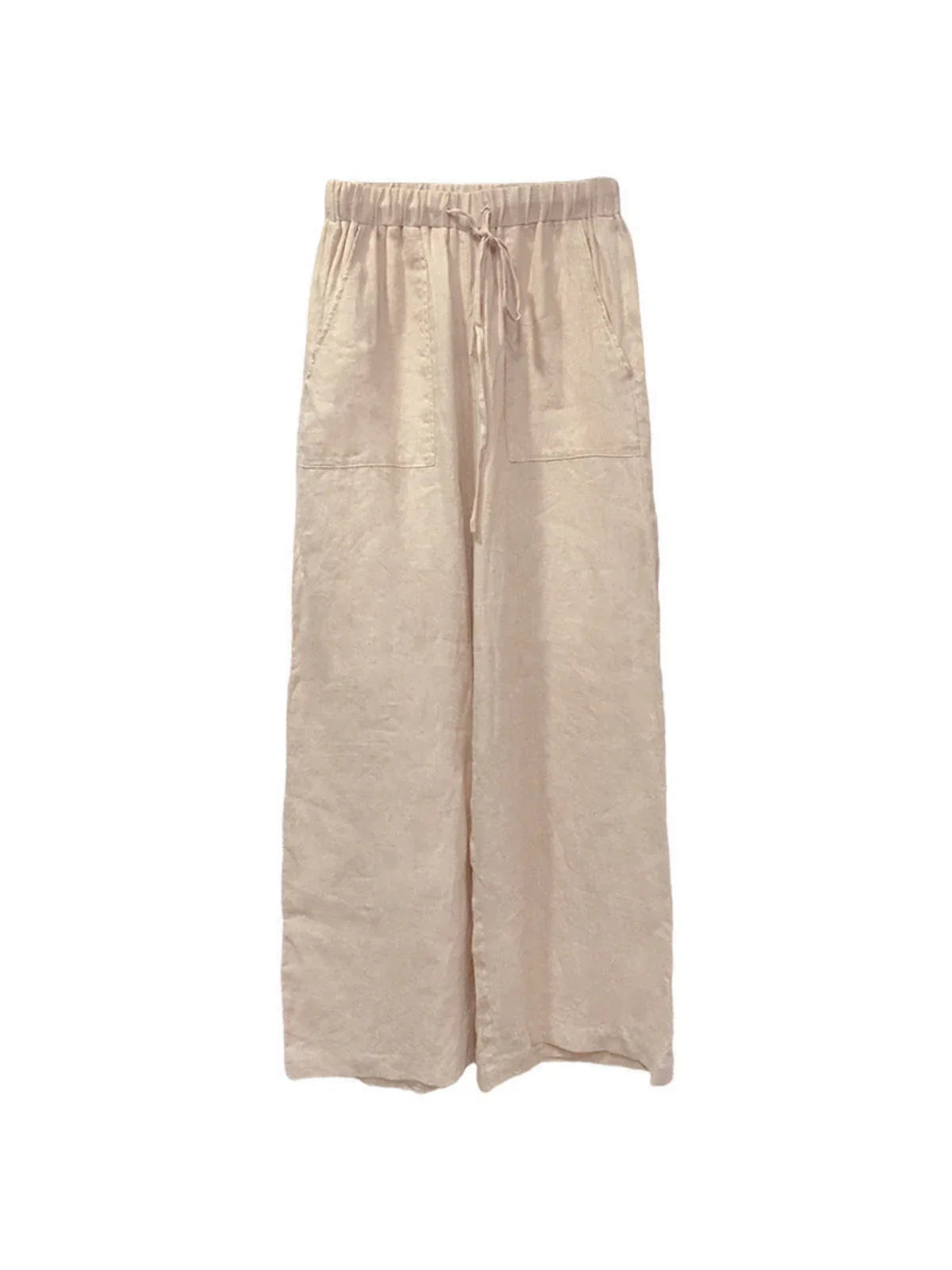 Linen High Waist Straight-Leg Pants - LA FEMME WANDERER