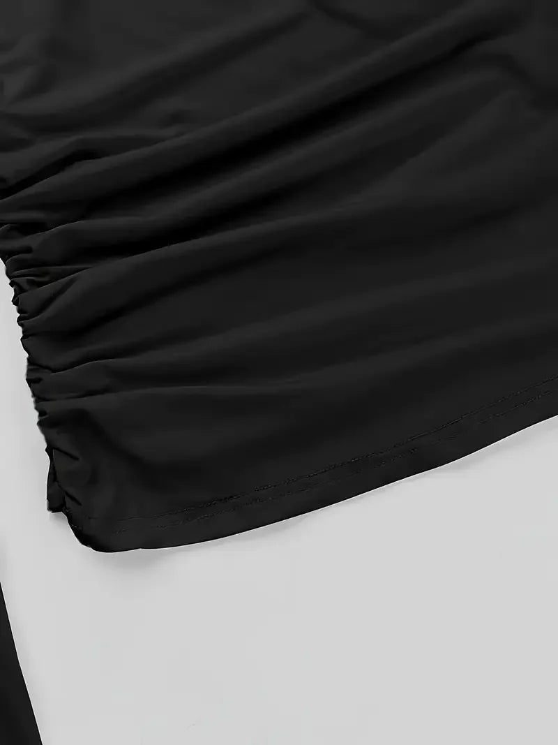 Casual Style Slant Shoulder Slim Long Sleeve Top - LA FEMME WANDERER