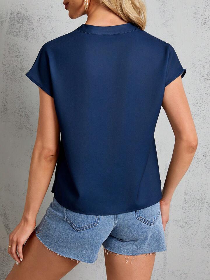 Batwing Sleeve Navy Casual Chic Blouse