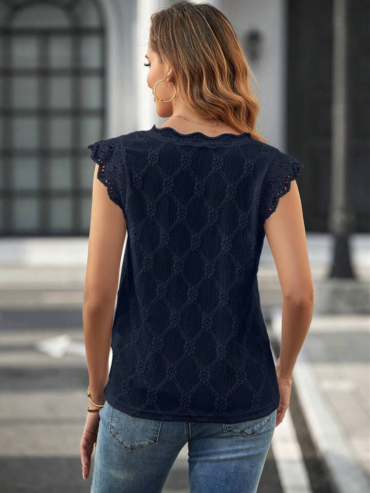 Luxe Line Crochet Cap Sleeve Blouse