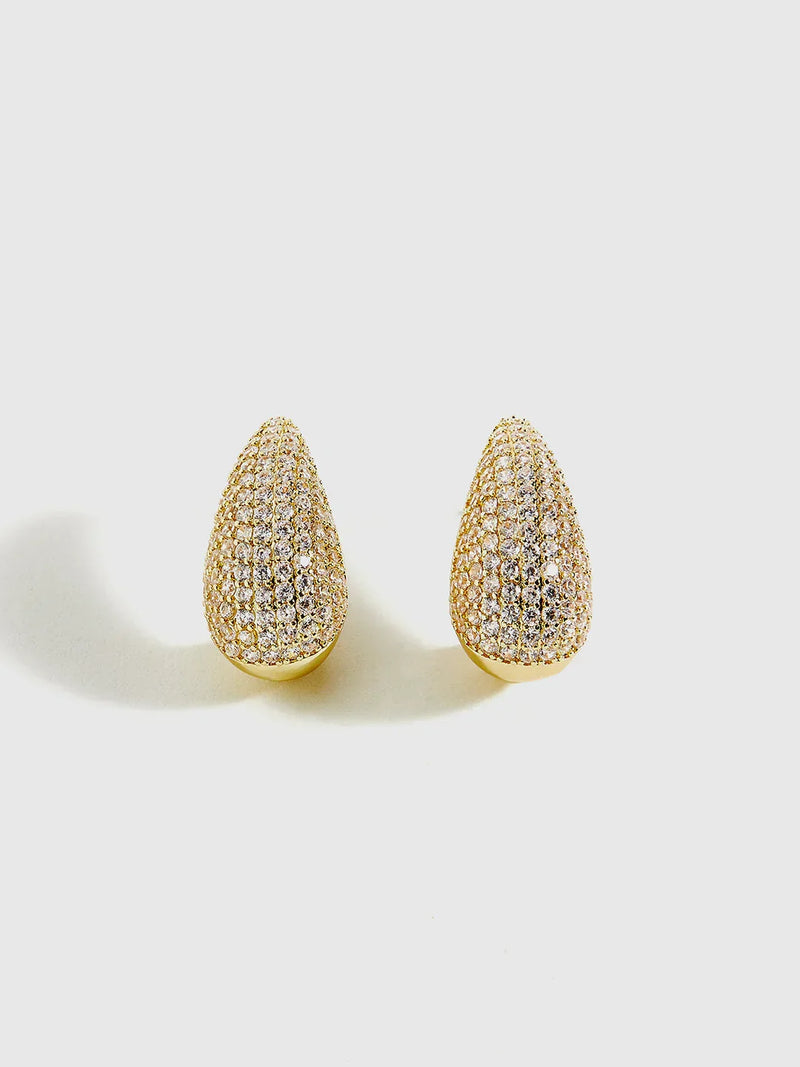 Eleganti orecchini a bottone in rame con zirconi