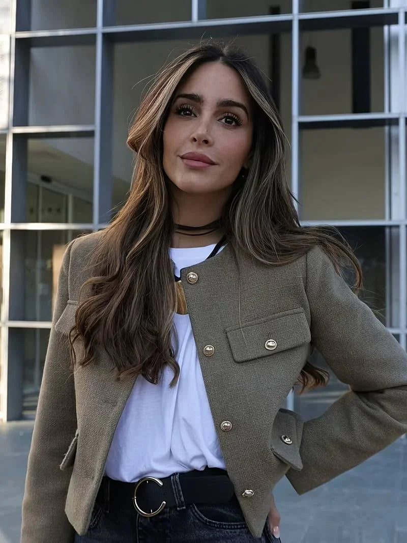 Classic Style Olive Green Cardigan - LA FEMME WANDERER