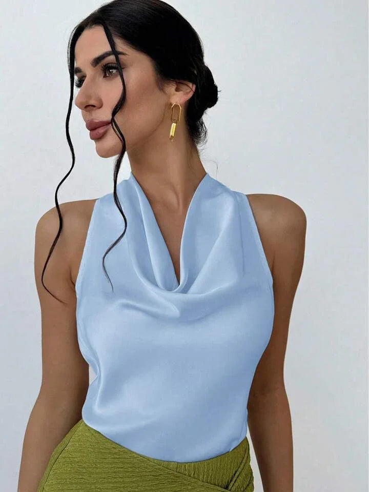 Always Elegant Halter Neck Backless Top - LA FEMME WANDERER