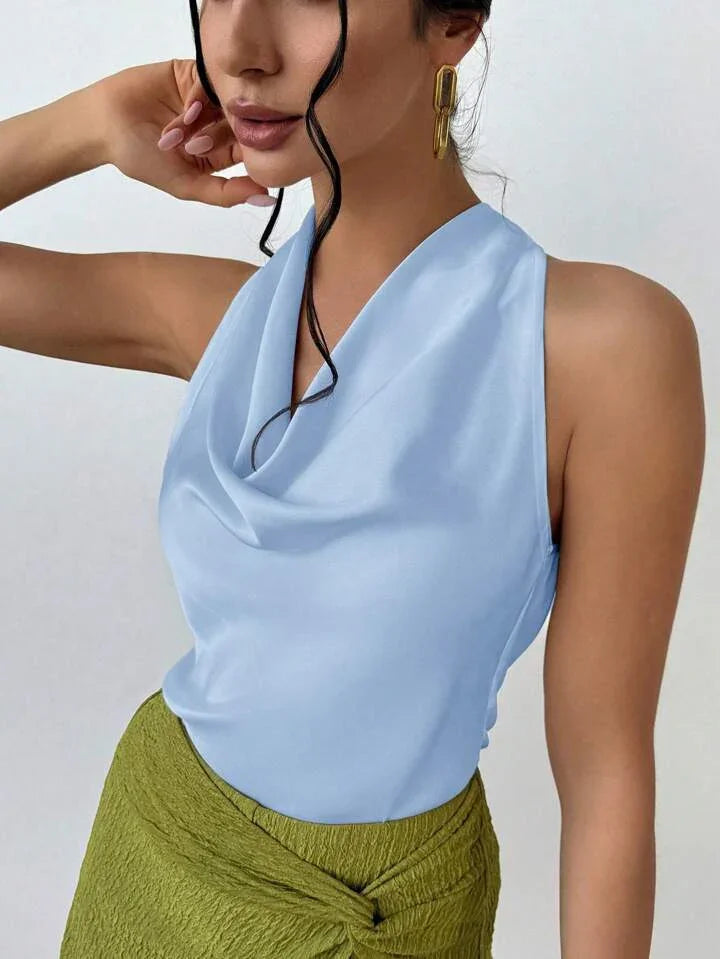 Always Elegant Halter Neck Backless Top - LA FEMME WANDERER