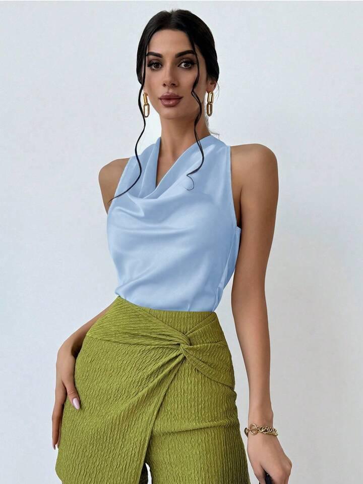 Always Elegant Halter Neck Backless Top - LA FEMME WANDERER