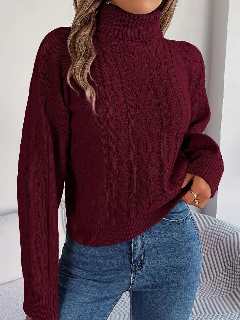 Collar Twist Knitted Pullover Sweater - LA FEMME WANDERER