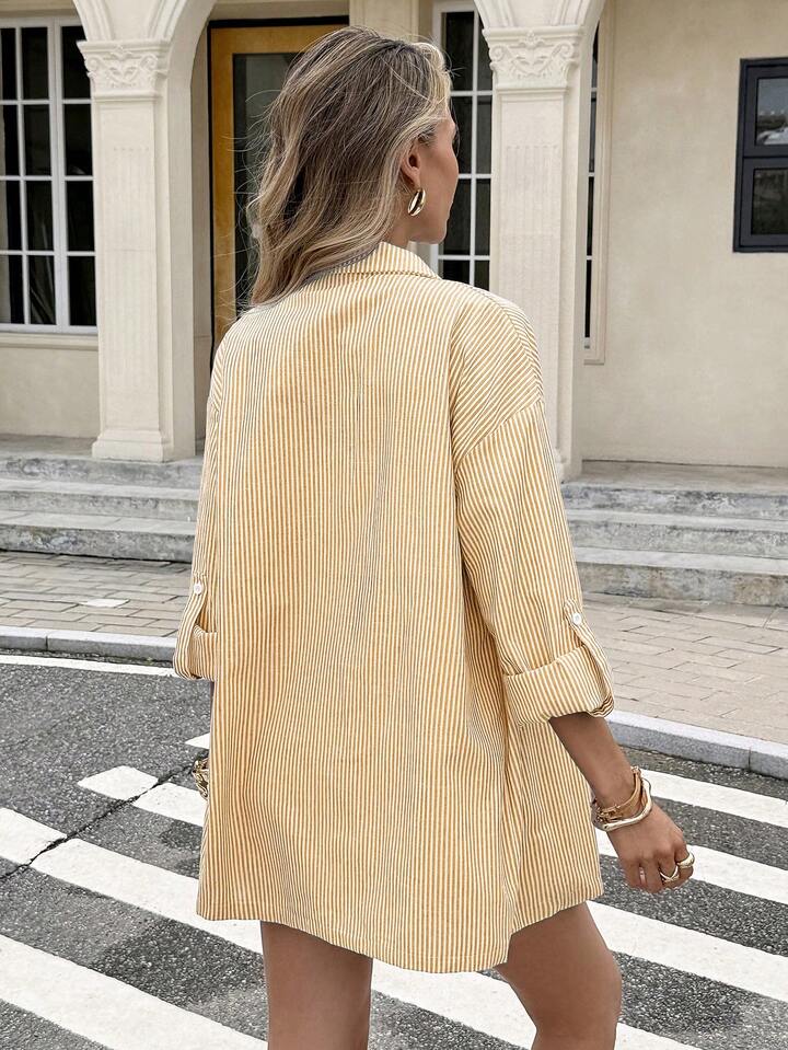 Hamptons Stripe Shirt & Skort Set – Relaxed Button-Up Co-Ord for Effortless Coastal Chic