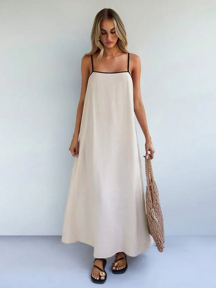 Elegant Style Casual Loose Contrast Color Strap Dress - LA FEMME WANDERER