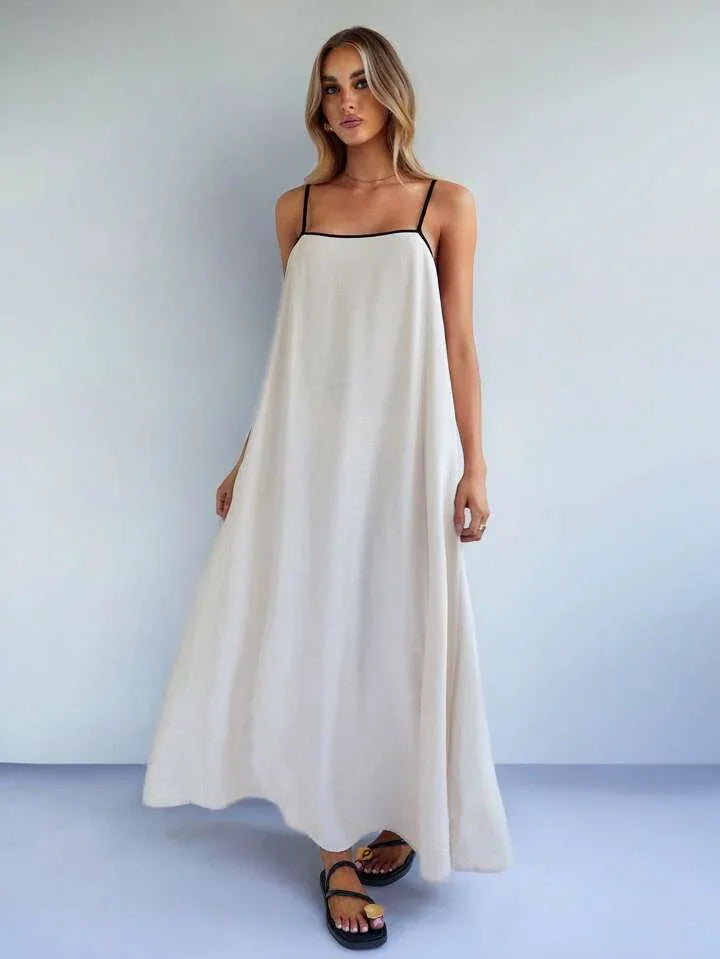 Elegant Style Casual Loose Contrast Color Strap Dress - LA FEMME WANDERER