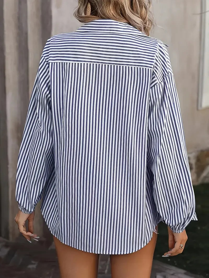 Blue Striped Shirt - LA FEMME WANDERER